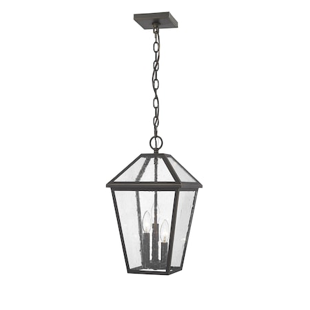 Z-Lite Talbot 3 Light Outdoor Chain Mount Ceiling Fixture, Oil Rubbed Bronze And Seedy 579CHB-ORB